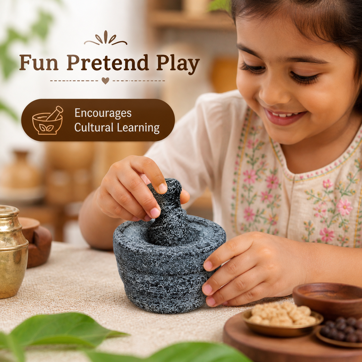 Anketras Miniature Attangal Set for Decoration | Traditional Stone Grinder Mini Model | Home Décor | Return Gift | Pooja & Festival Use